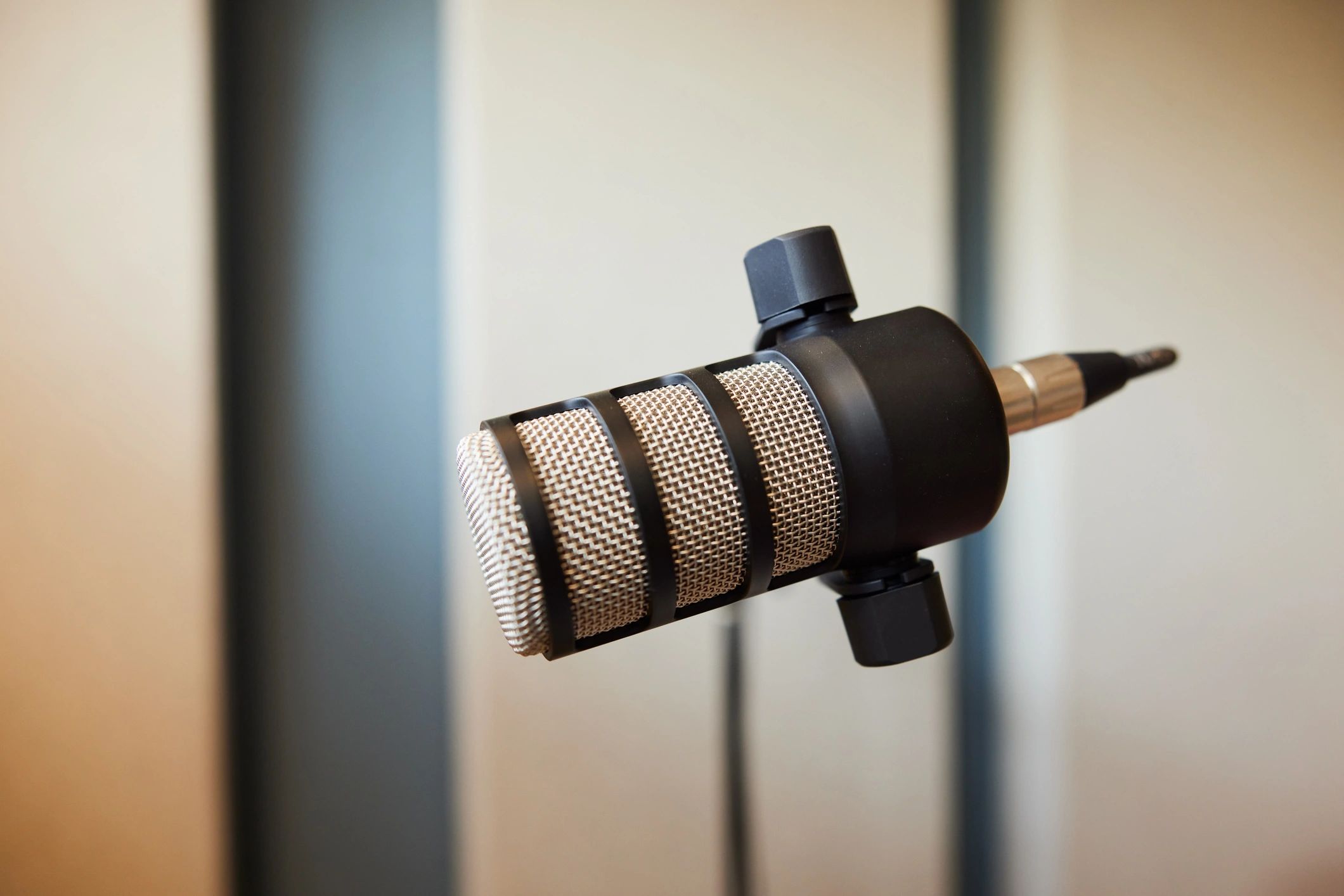 Close-up of a studio microphone